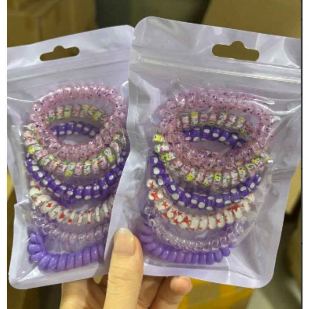 6 pieces per package mixed color high elastic spiral hair band, gradual ...