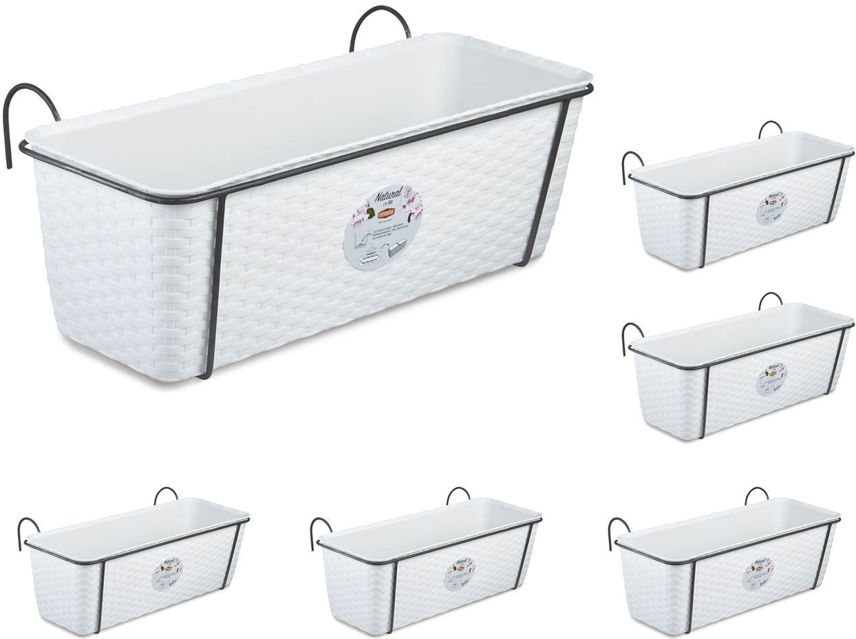 6 pieces of plant box in rattan design with integrated water tank and ...