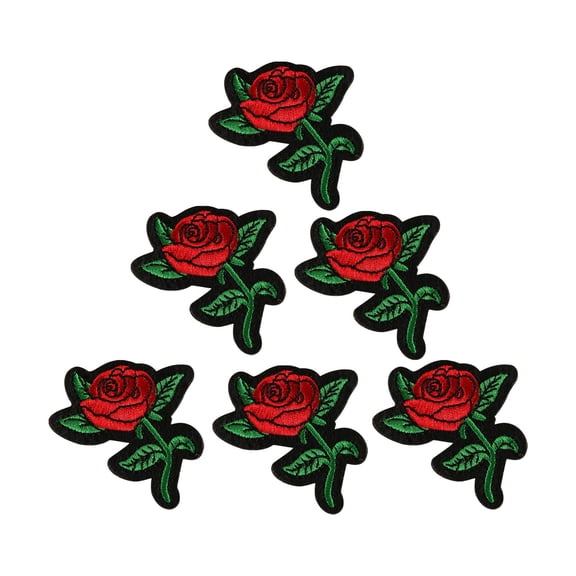 6 piezas de insignias bordadas de rosas para ropa, parches de tela, apliques decorativos DIY