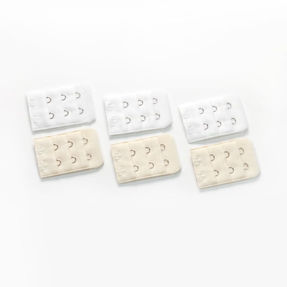 6-pk of Two-hook Bra Extenders - (3-Pack Beige and 3-Pack White) by More of Me to Love