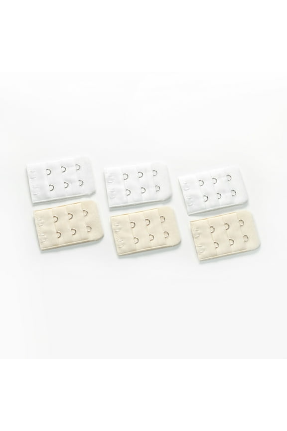 6-pk of Two-hook Bra Extenders - (3-Pack Beige and 3-Pack White) by More of Me to Love