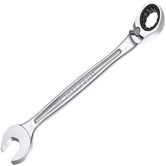 6-point Box End Ratcheting Wrench, Satin Chrome, with Recovery Angle at 6 and 15-degree Offset for Enhanced Clearance and Efficiency