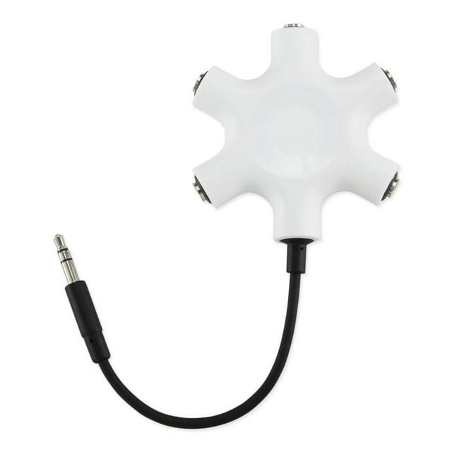 6-port Multi Headphone Splitter With 5 Inches Stereo Jeck Adapter In White