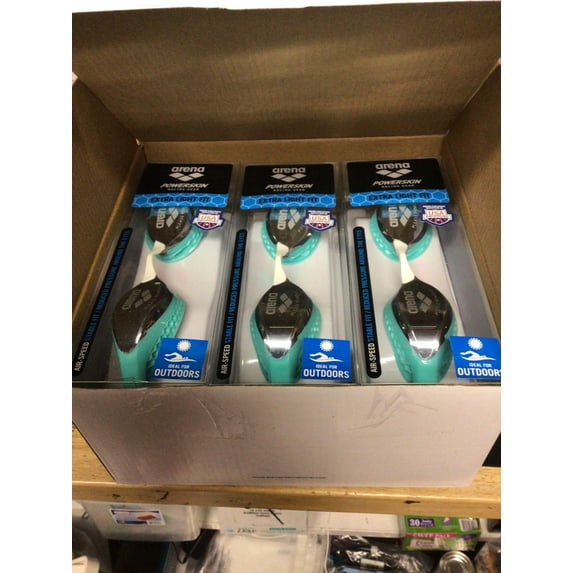 6 psc Arena Air-Speed Anti-Fog Swim Goggles for Men and Women, Silver/Turquoise/Multi, Mirror Lens