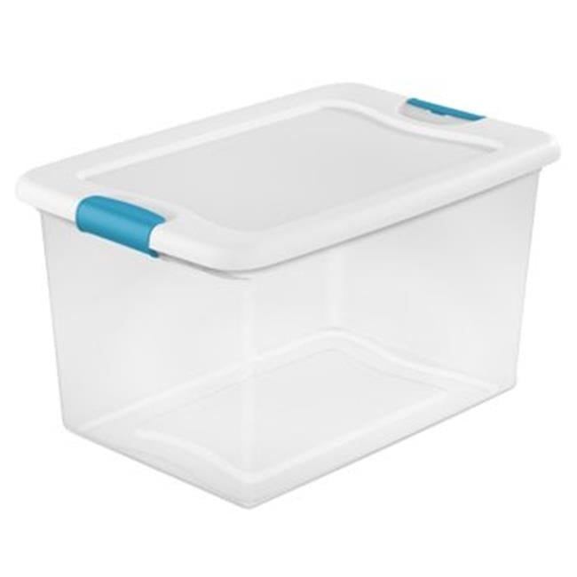6 qt Clear Latching Tote Storage Box White Lid & Blue Latches - Walmart.com