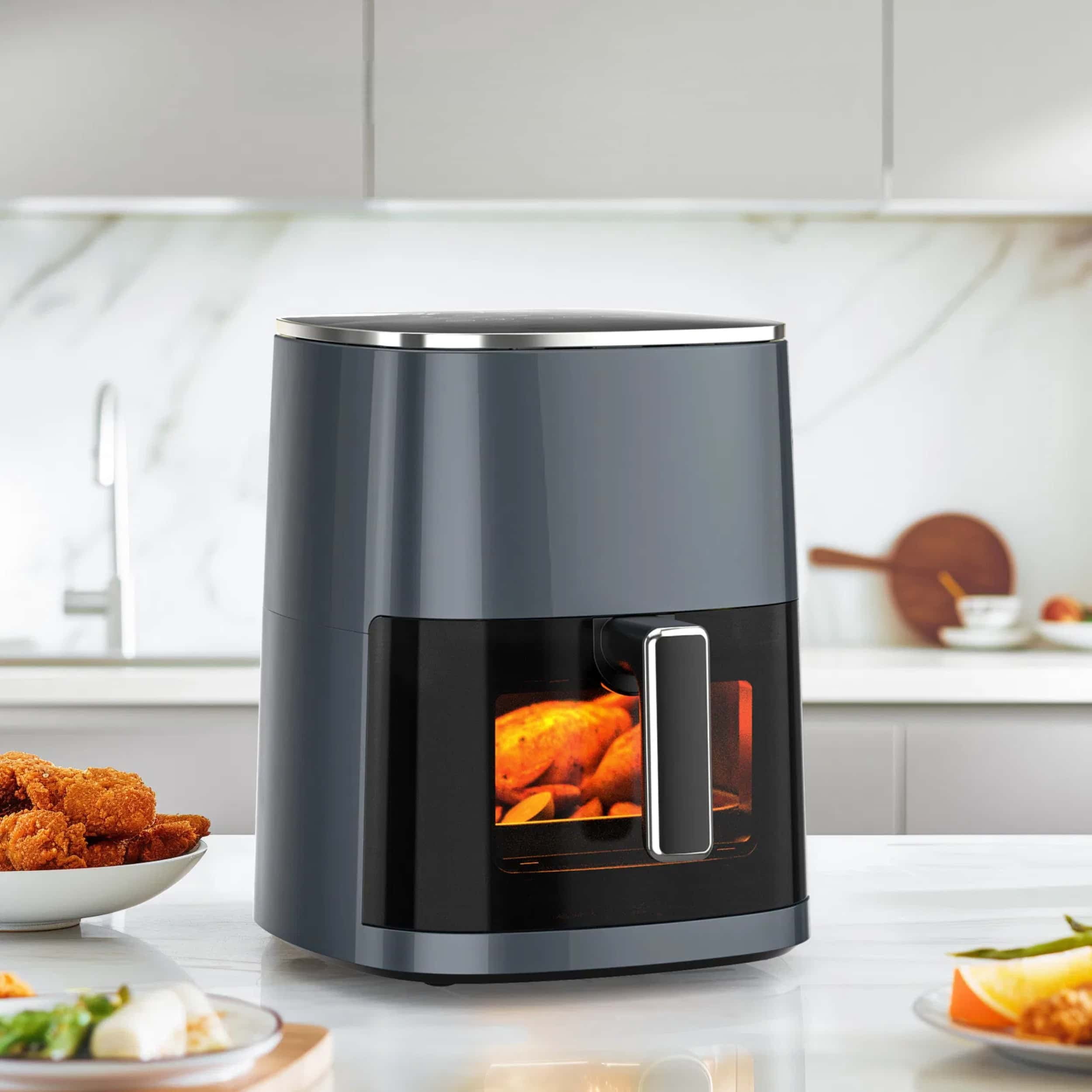 6-quart Capacity Air Fryer, Square 12-in-1 Multi-functional Eco-friendly Cooking Appliance, with A Viewing Window and LED Control Panel