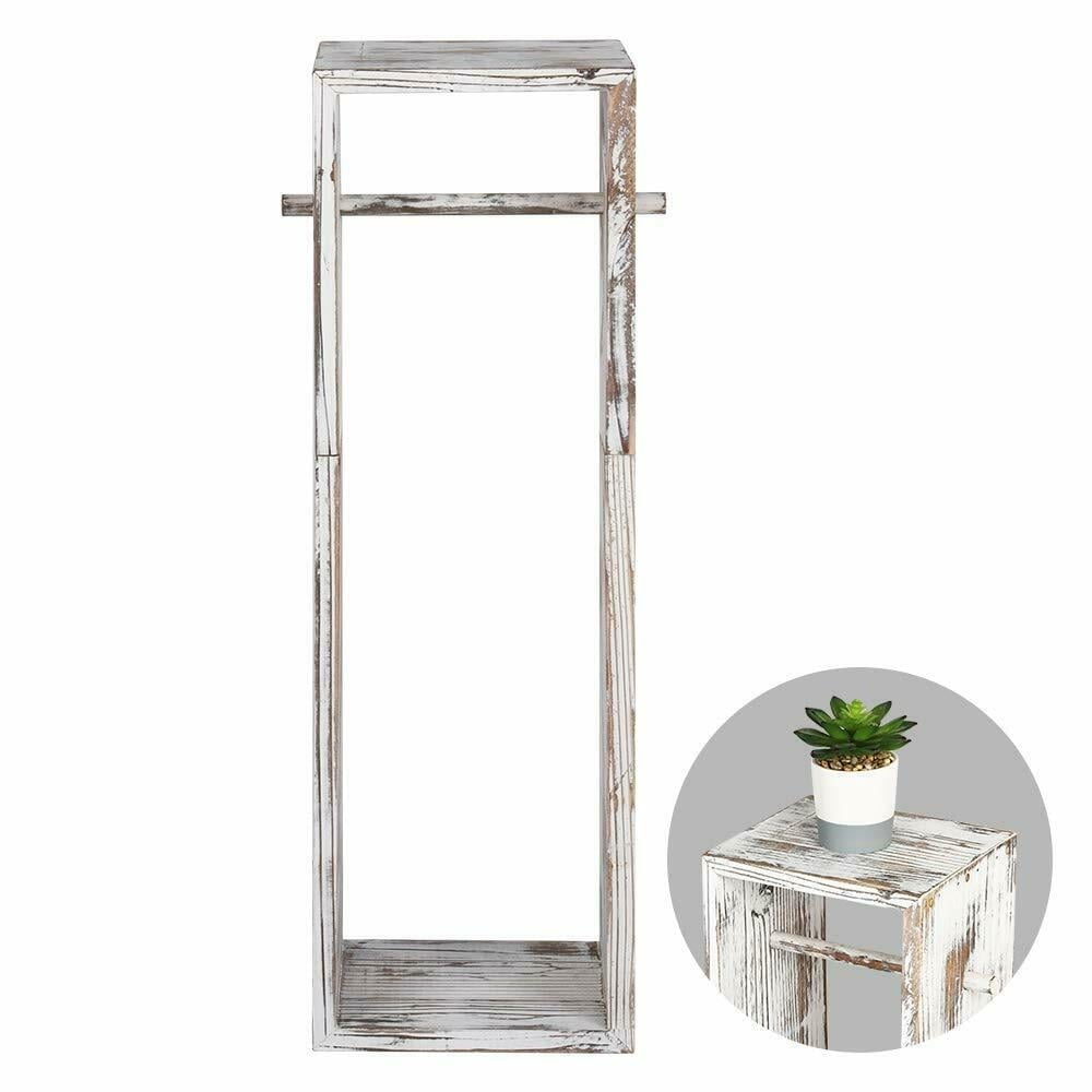 Rustic Whitewashed Wooden 6-Roll Toilet Paper Holder Stand with Storage