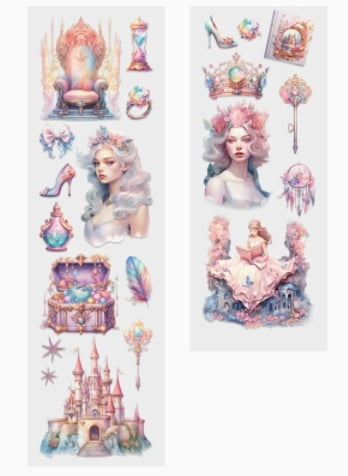 6 rolls - Dreamy Tale Series Washi Tape: Fantasy Girl Character Journaling Material Recycling Sticker