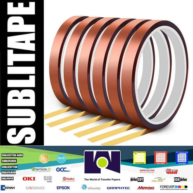 6 rolls Heat resistant Tapes Sublimation Press Transfer Thermal Tape