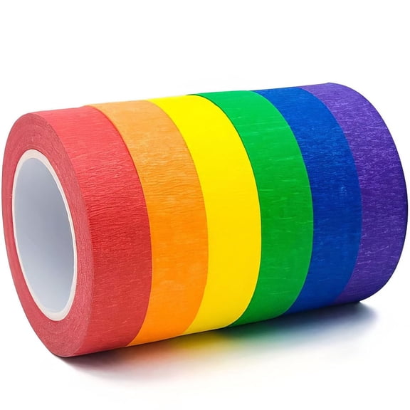 6 rolls colored masking tape, colored painter's tape, 0.6 inches 14.3 yards drawing tape, colored painter's tape for art and crafts, label tape, paper tape, decorative coding teaching supplies