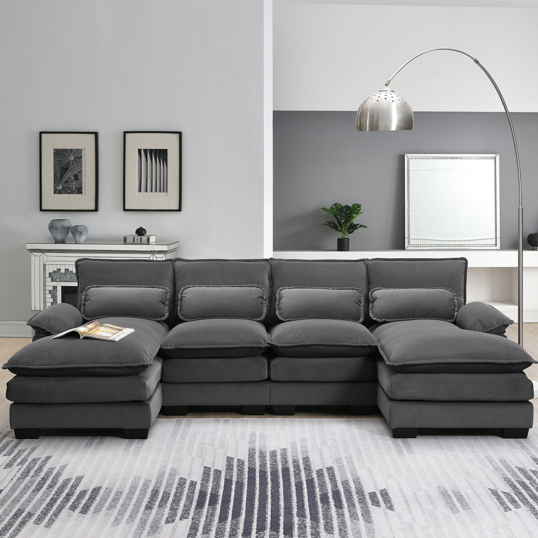Sofa Multiple 6-seat Sofa with Multiple Cushion Seat Style / Comfortable and ...