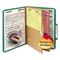thumbnail image 1 of 6-section Pressboard Top Tab Pocket-style Classification Folders With Safeshield Fasteners, 2 Dividers, Letter, Green, 10/box, 1 of 4