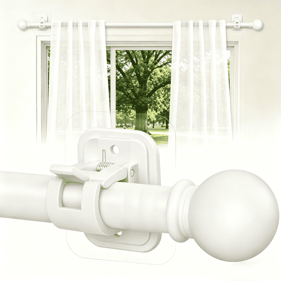 48"-84" No-Drill Adjustable Curtain Rod – 5 Brackets, Perfect for Living Room & Bedroom