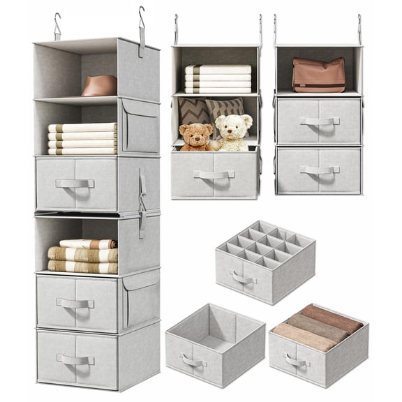 6-shhanging Closet Organizer With 3 Drawers 2 Separable 3-shorganizers And Storfor Wardrobe Organization Dresser Nursury & Dorm Clothes