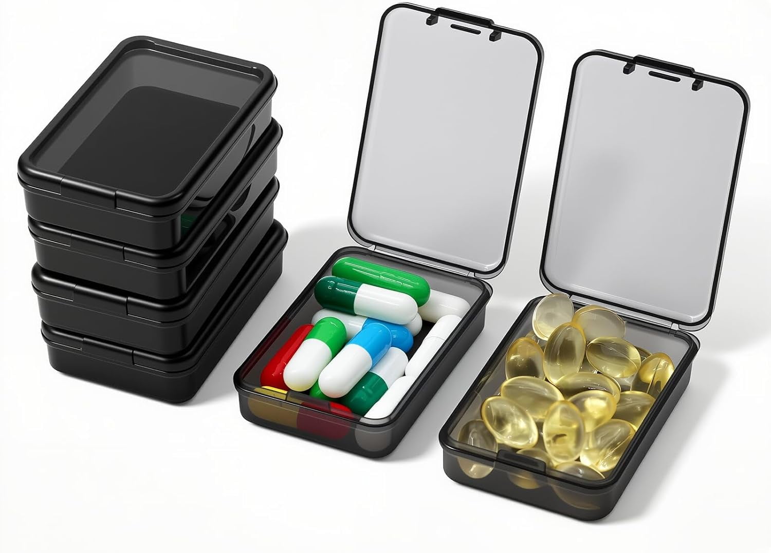 6 small pill boxes, tiny pill boxes, mini transparent plastic storage ...