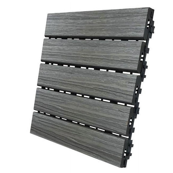 6 sq. ft. 12 x 12 in. Gray Oak Composite Balcony & Deck Tiles - Pack of 6