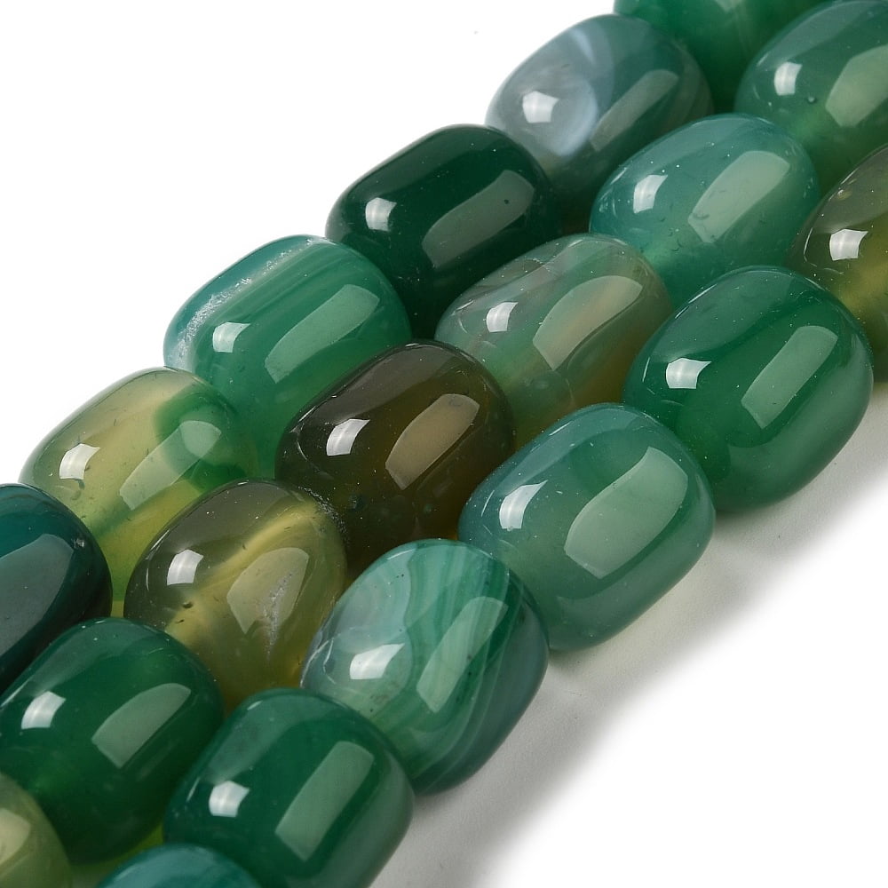 6 strand Natural Agate Beads Strands Dyed Heated Column Sea Green 15~16x11.5~13x11~13mm Hole: 1.6mm 12pcs/strand 7.17~7.28''(18.2~18.5cm)