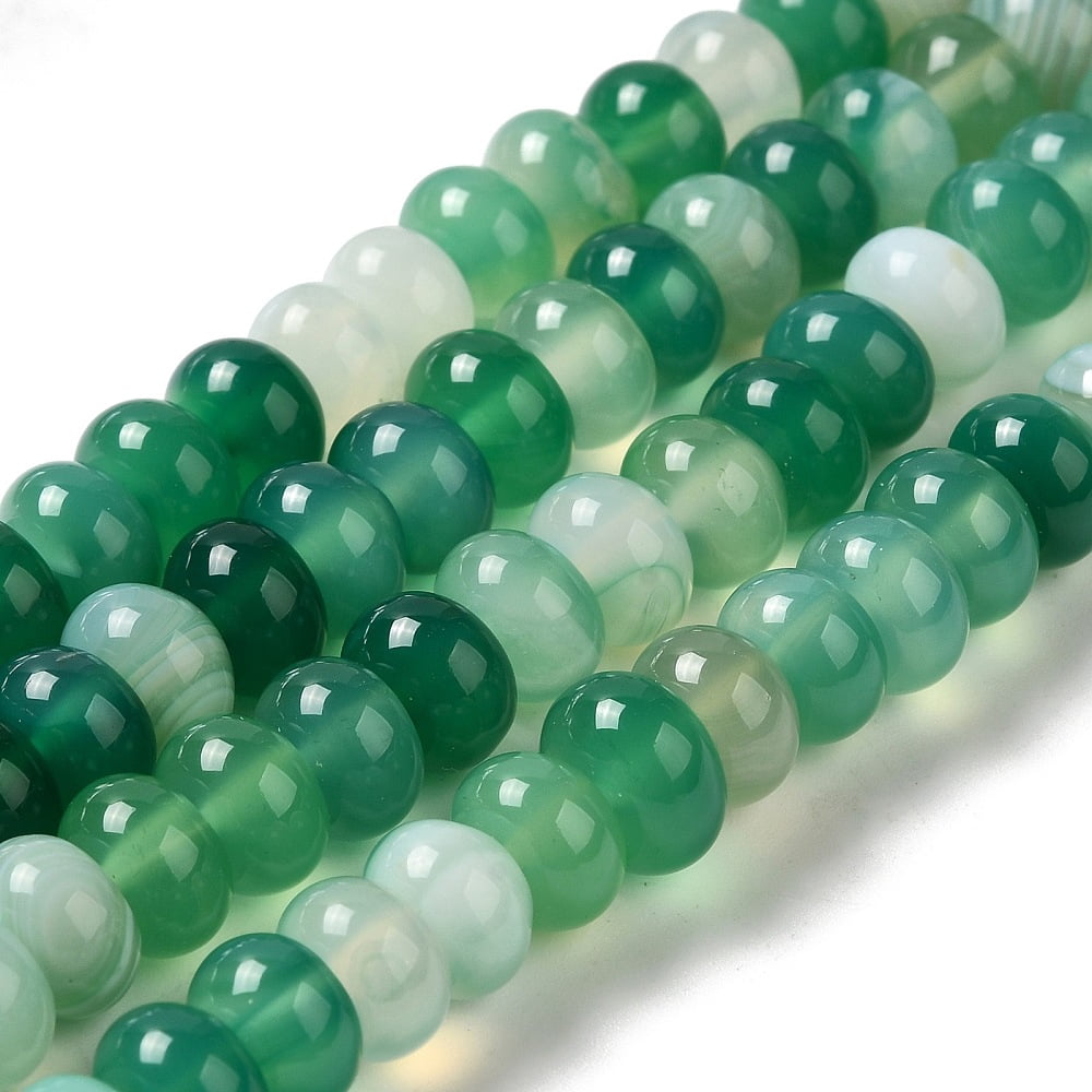 6 strand Natural Agate Beads Strands Dyed & Heated Rondelle Medium Sea Green 8~8.5x4.5~5.5mm Hole: 1.4mm 41pcs/strand 7.40~7.48''(18.8~19cm)