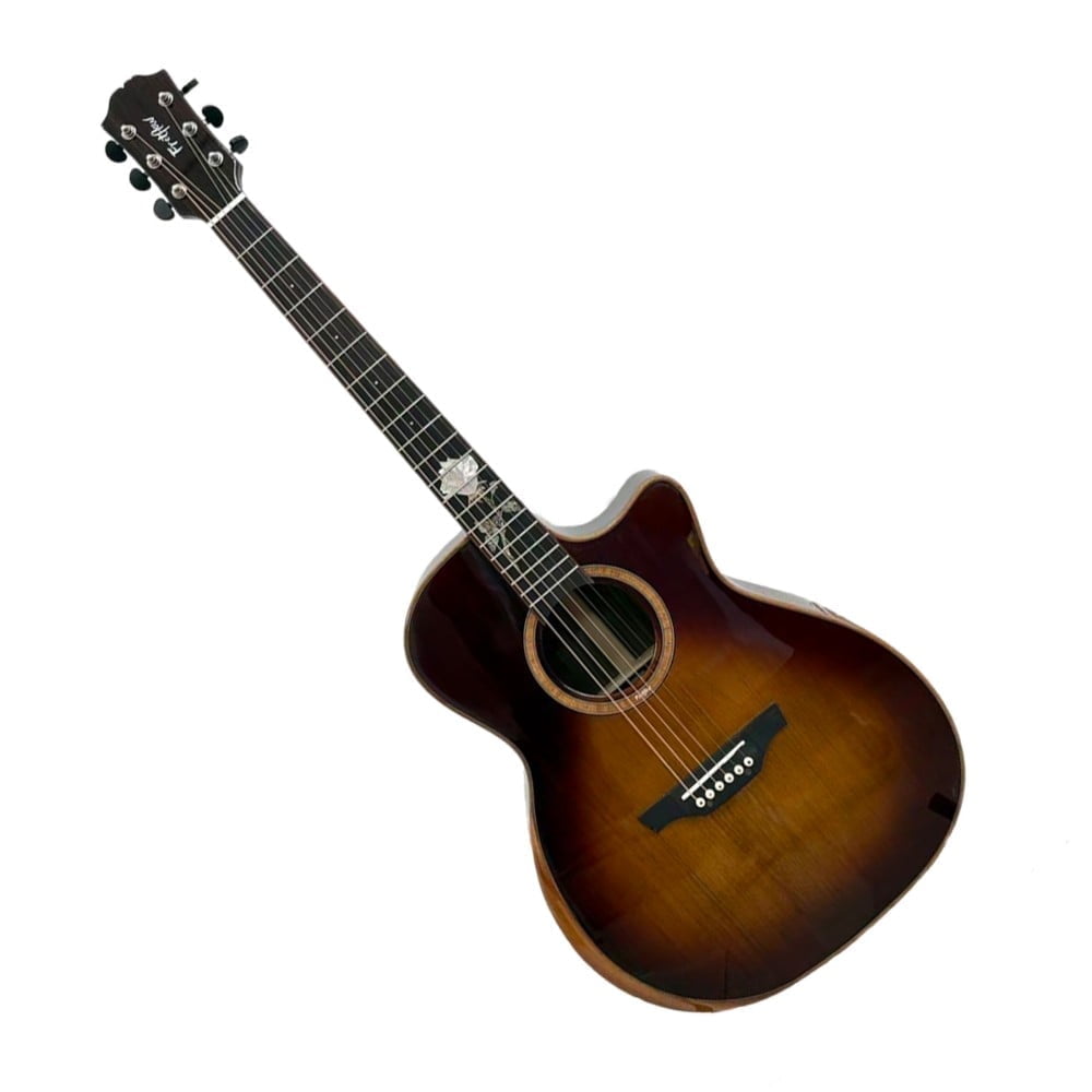 6-string Beginner Solid Spruce classic acoustic guitar, Rosewood fretboard (real shell carved rose), colored finish, right