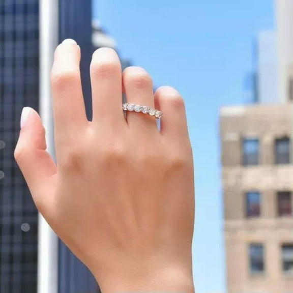 6-style full of CZ Silver Bands 925 Silver Women's 4MM Engagement Ring Size 6-10