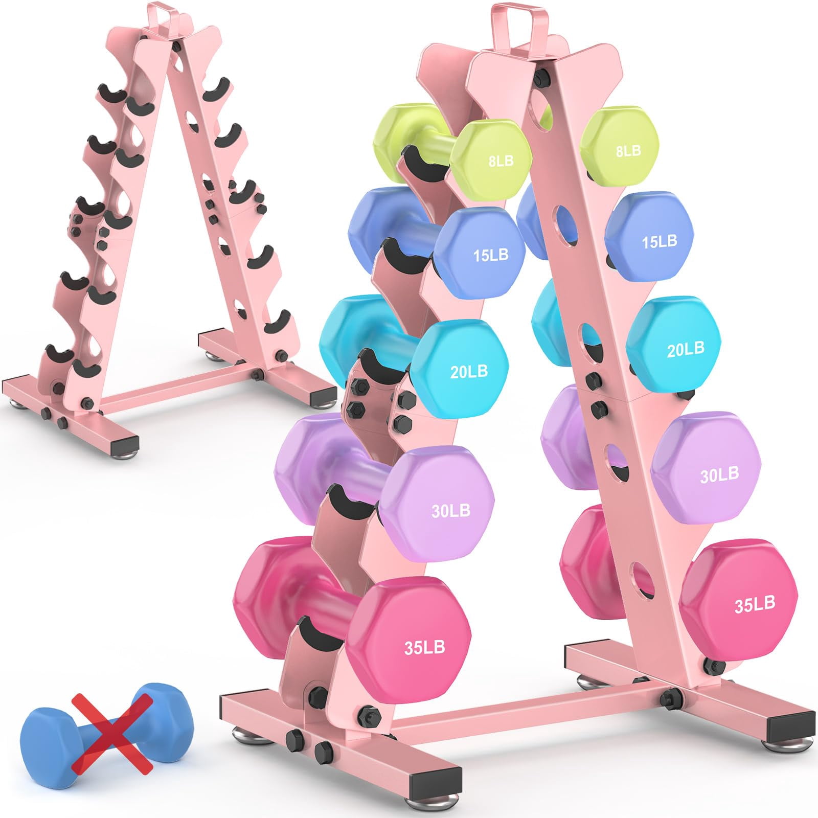 6-tier|5-tier|4-tier Dumbbell Rack Stand Only  Weight For Home Gym Storage Weights Metal A-frame Strength Holder With Handle (dumbells Not Included)
