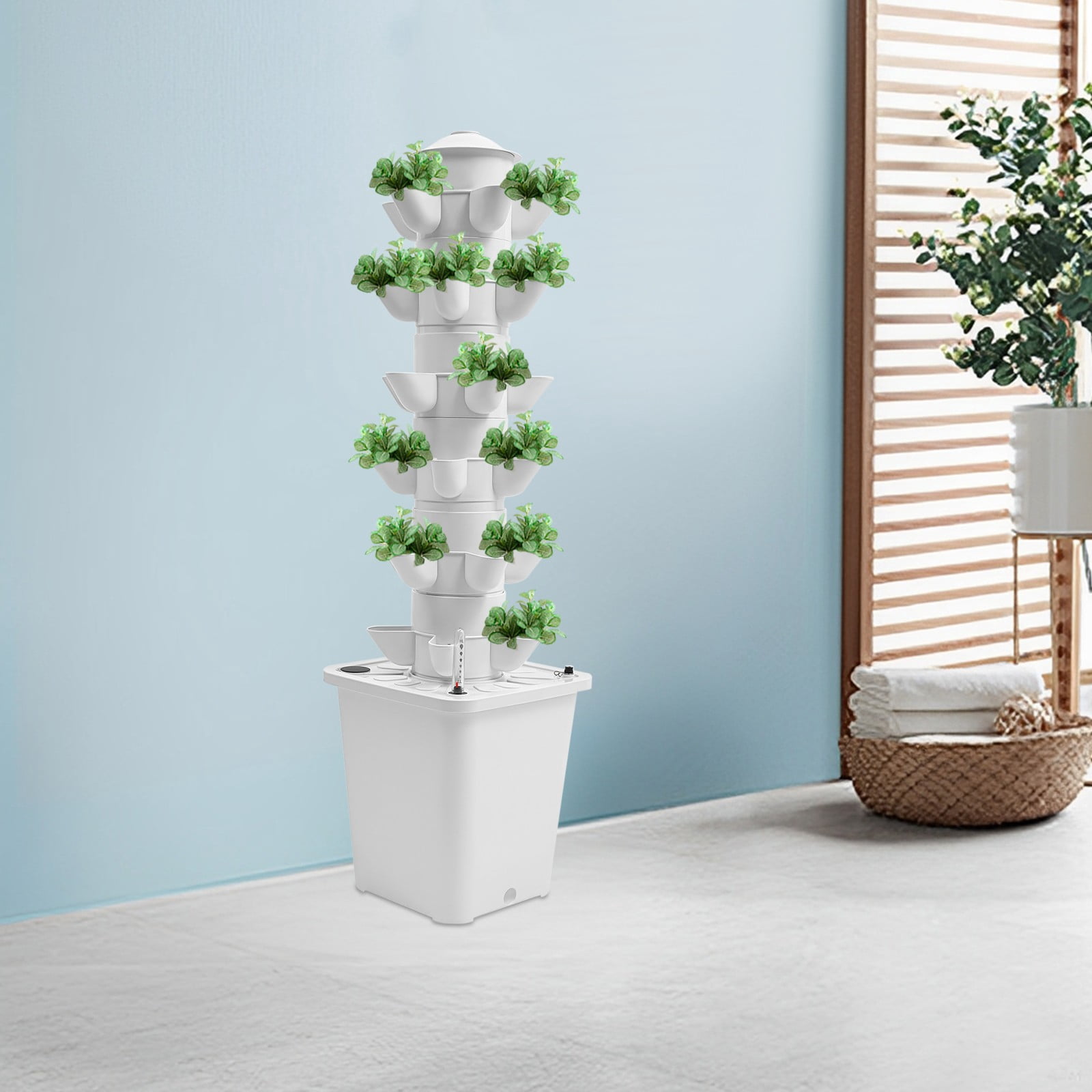 6-tier Design Modern White Floorstanding Garden Hydroponic Growing Kit ...