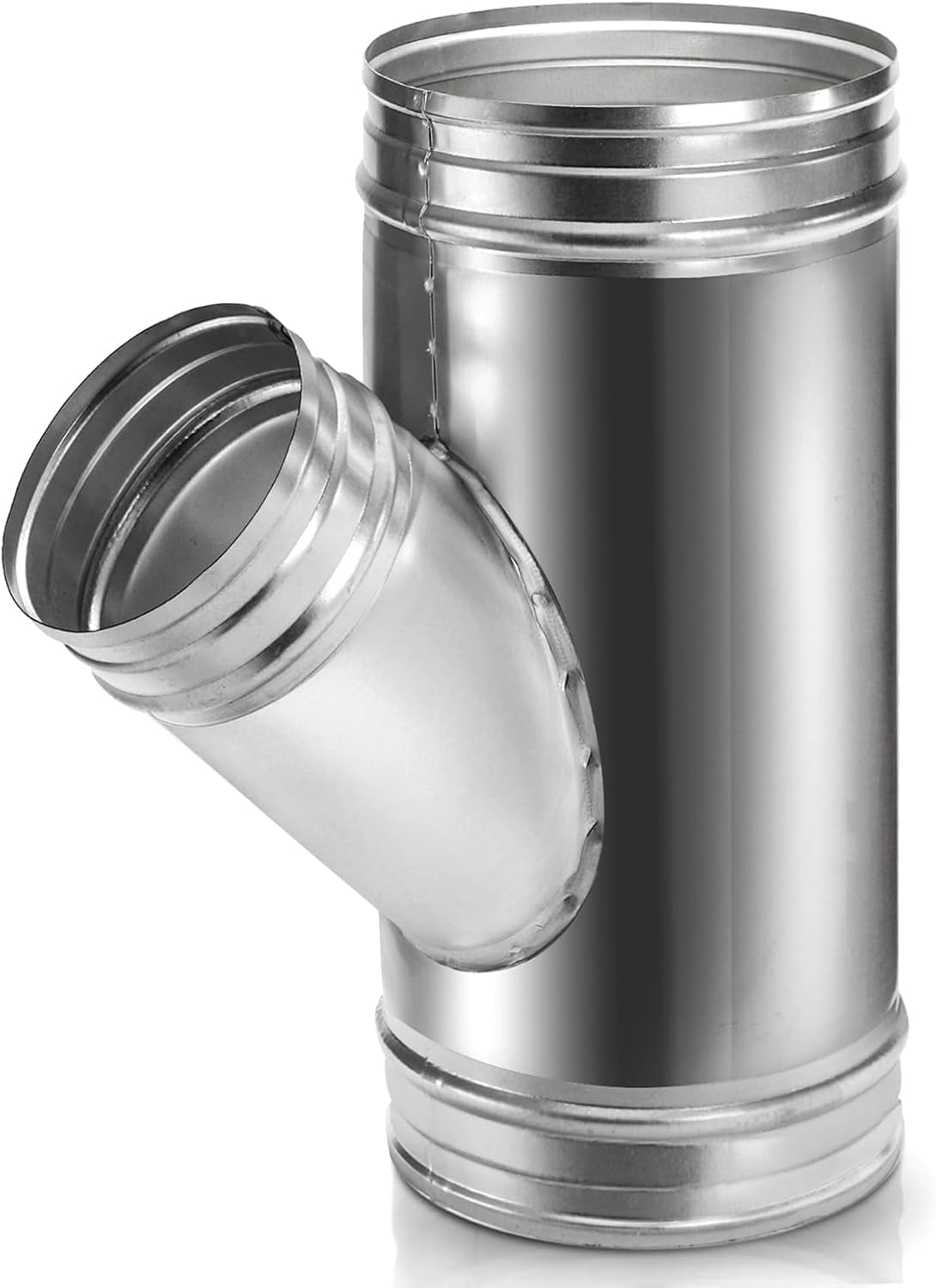 6" to 4" Y-Shape Galvanized Duct Connector, 45 Degree 3-Way Splitter for Ventilation