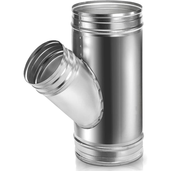 6" to 4" Y-Shape Galvanized Duct Connector, 45 Degree 3-Way Splitter for Ventilation