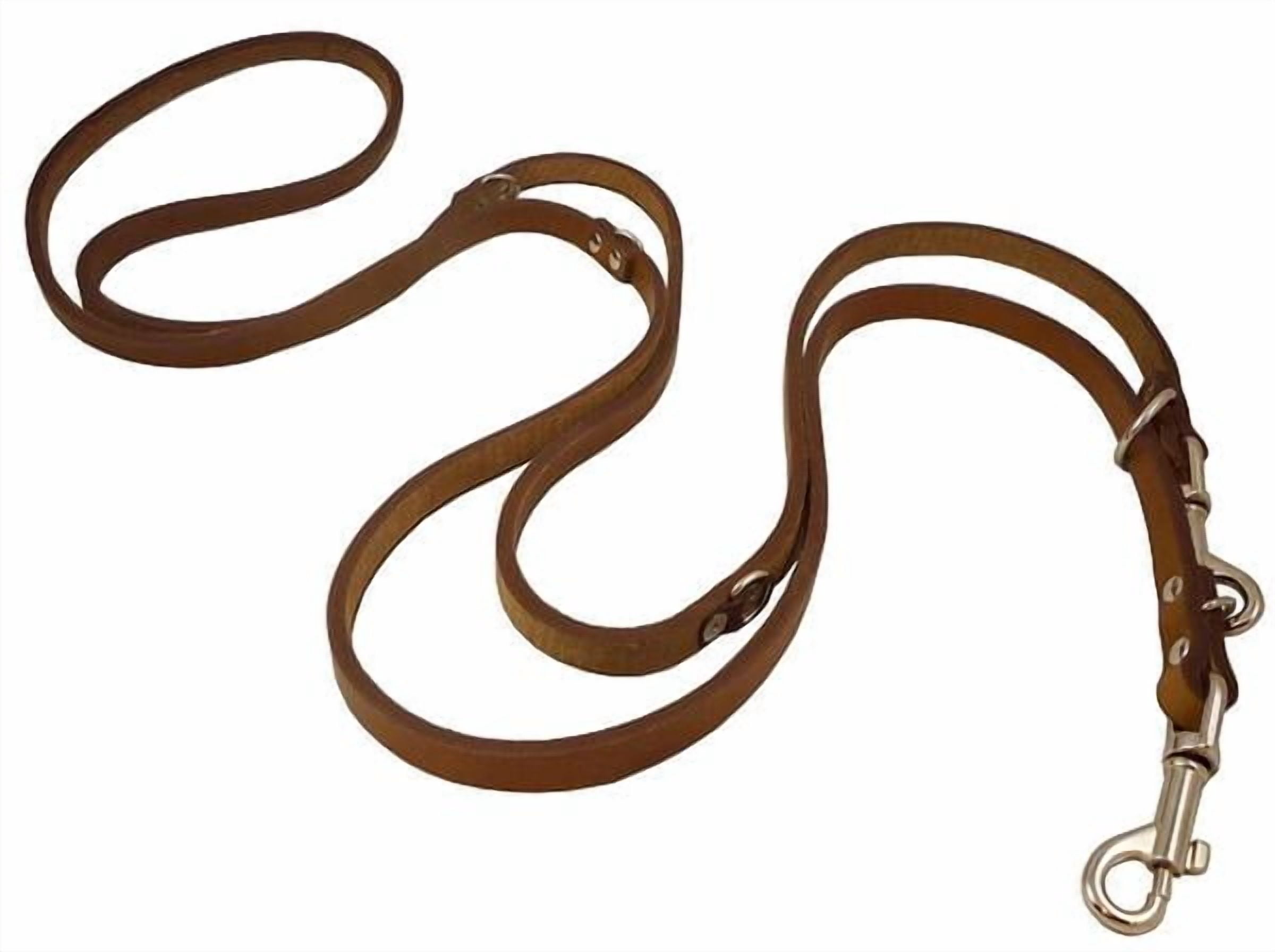6-Way European Multifunctional Leather Dog Leash, Adjustable Schutzhund Lead Brown 41"-78" Long, 1/2" Wide (12 mm)