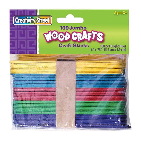 6 x 0.75 in. Creativity Street Jumbo Craft Sticks Bright Hues - 100 Per Pack - Pack of 12