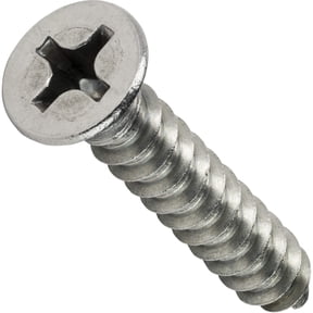 #6 x 1-1/2" Flat Head Sheet Metal Screws, Phillips Drive, Stainless Steel 18-8, Full Thread, Bright Finish, Self-Tapping, Quantity 50 By Fastenere
