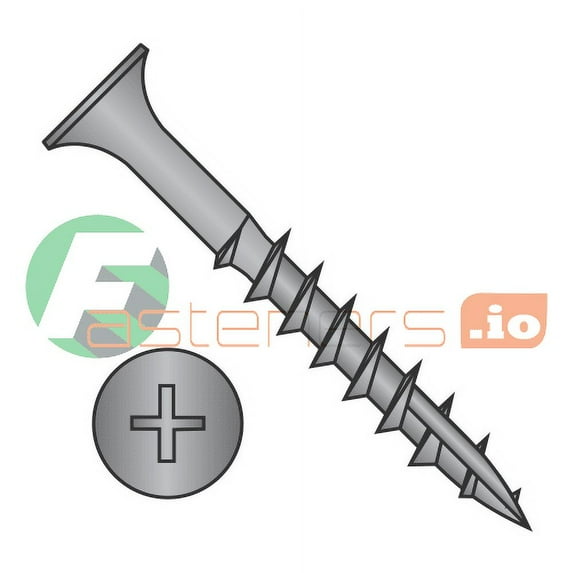#6 x 1 1/8" Deep Thread Wood Screws / Phillips / Flat Head / Steel / Black Oxide / Type 17 Point Pt / No Nibs / Type 17 Point Point / 2/3 Thread (Quantity: 7,000 pcs)
