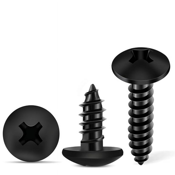 100PCS 6 x 1/2 Inch 18-8 (A2) Stainless Steel Truss HeadPhillips Wood Screws,Black Coated Full Thread