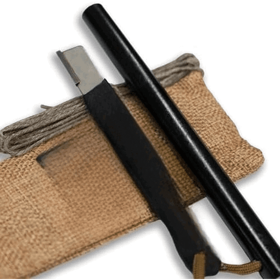 - 6" x 1/2" Large Ferro Rod & Tungsten Striker Fire Starter Survival Kit, Reflective Paracord, Waxed Hemp & Burlap Sack -20,000+ Strikes$$Sport & Recreation Other