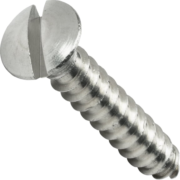 #6 x 1" Oval Head Sheet Metal Screws, Slotted Drive, Stainless Steel 18-8, Fully Threaded, Stainless Steel, Self-Tapping, Quantity 500 By Fastenere