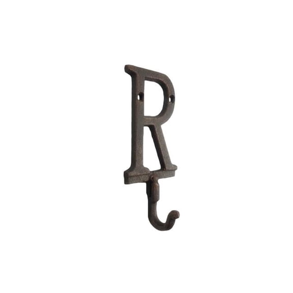 6 x 1 x 3 in. Rustic Copper Cast Iron Letter R Alphabet Wall Hooks