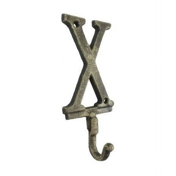 6 x 1 x 3 in. Rustic Gold Cast Iron Letter X Alphabet Wall Hooks