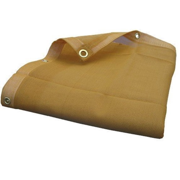 (6' x 10') (Beige) HD Mesh Tarp Net Sun Shade Fence Screen Patio 6X10 (Finished Size 7'.6 X 9'.6)