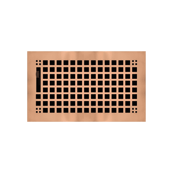 6" x 10" Copper Plated Rockwell Style Floor Register - Decorative Vent Cover