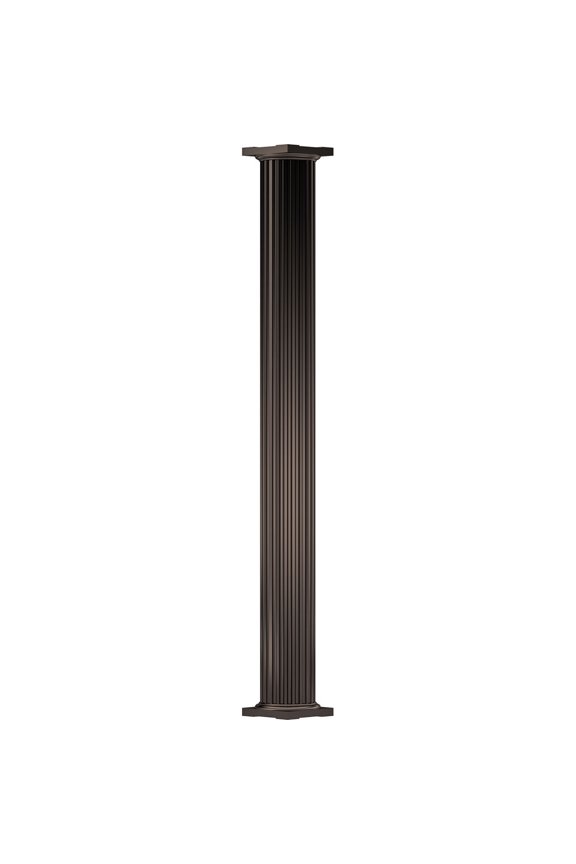 6" x 10' Endura-Aluminum Column, Round Shaft (For Post Wrap Installation), Non-Tapered, Fluted, Textured Brown Finish w/ Capital & Base