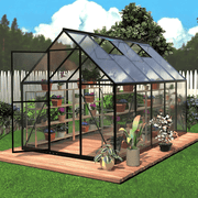 6 x 10 FT Polycarbonate Greenhouse for Outdoors, Heavy Duty Walk-in Greenhouse with Roof Air Vent, Aluminum Outdoor Greenhouse Kit, Winter Green House for Outside Garden Backyard
