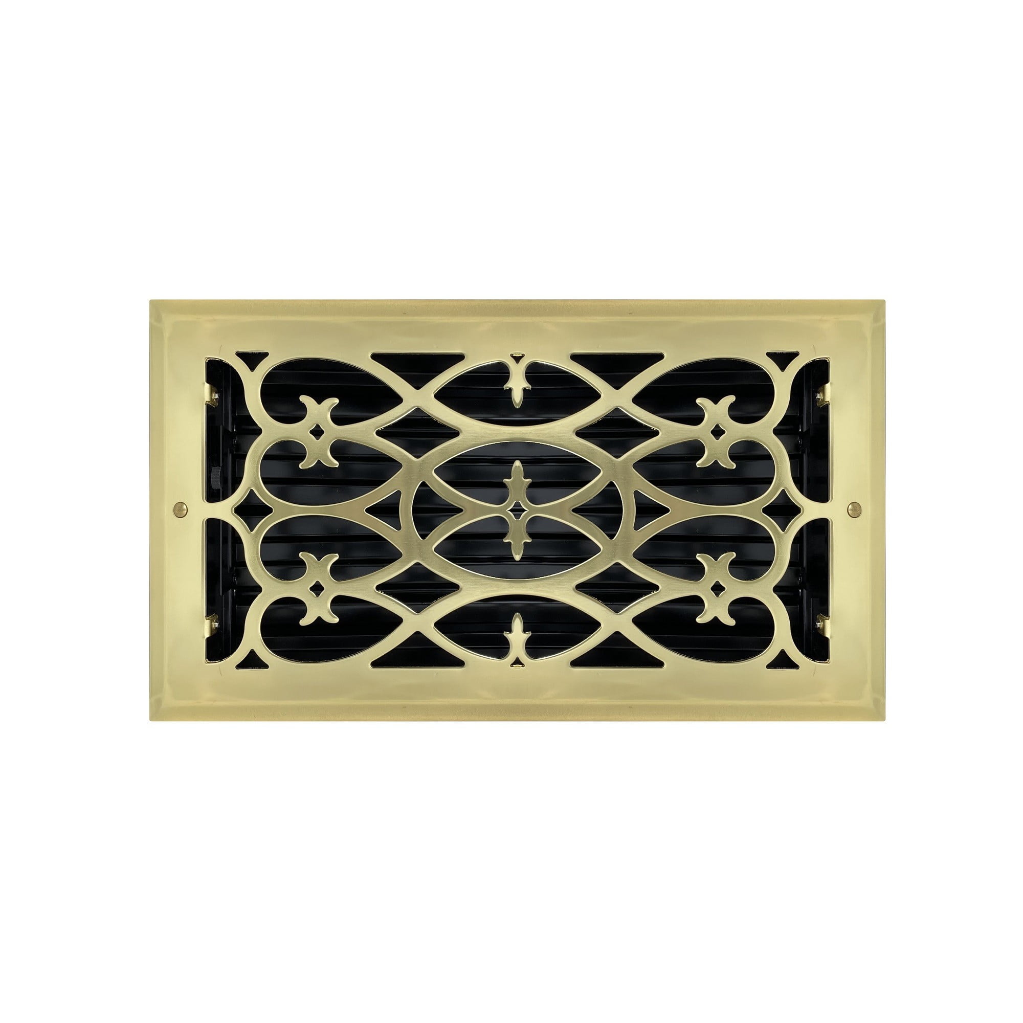 6" x 10" Polished Brass Victorian Style Floor Register Decorative