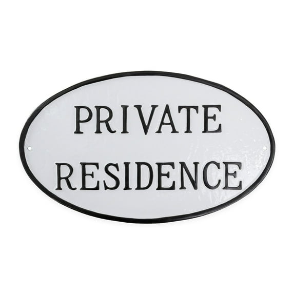 6" x 10" Small Oval Private Residence Statement Plaque Sign - White/Black