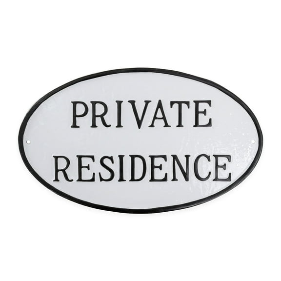 6" x 10" Small Oval Private Residence Statement Plaque Sign - White/Black