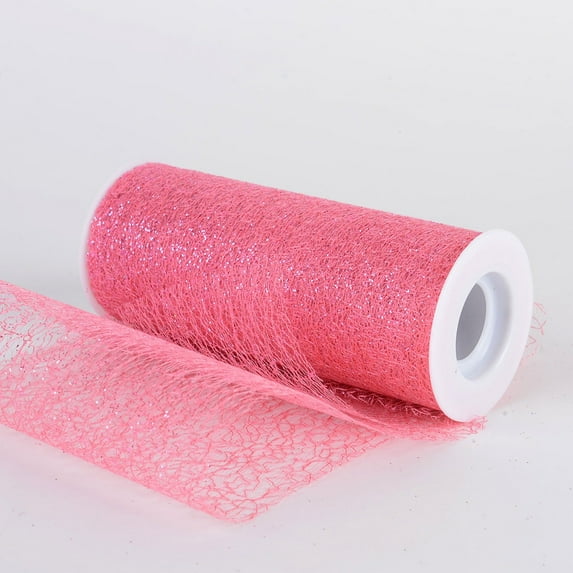 6 x 10 Yd Glitter Sisal Mesh Roll - Coral /Pink