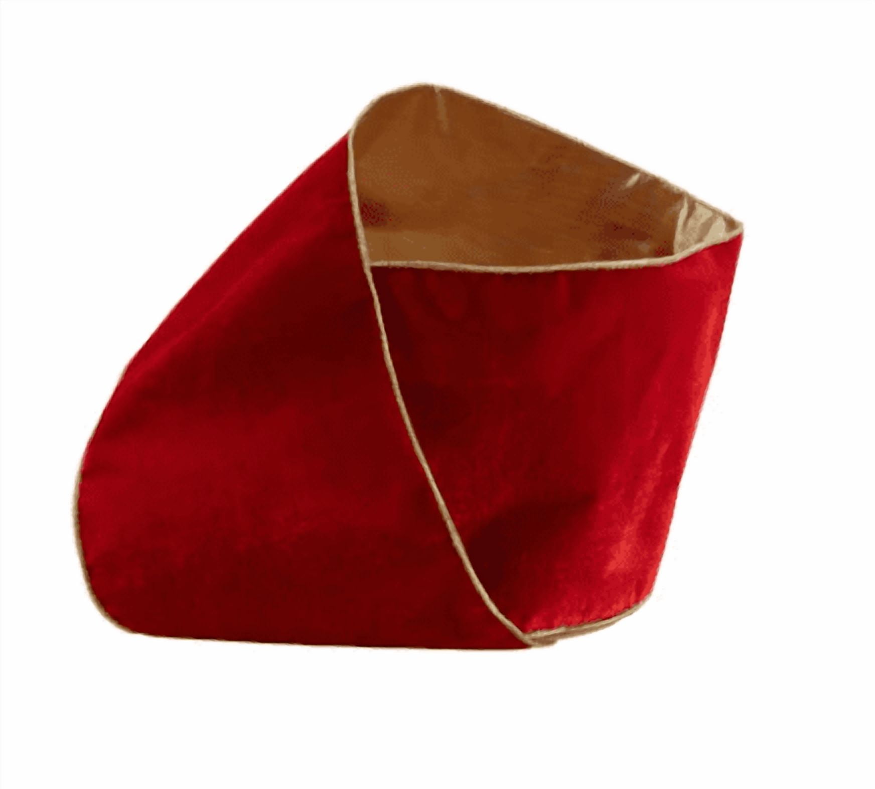 6" x 10 yards red velvet with gold backing ribbon