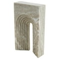 thumbnail image 1 of 6" x 11" Beige Marble Rectangular Geometric Sculpture with Arched Groove Interior, by DecMode, 1 of 9