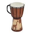 thumbnail image 1 of 6" x 12" Brown Wood Handmade Djembe Drum Sculpture with Rope Accents, by DecMode, 1 of 9