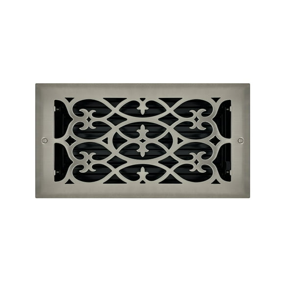 6" x 12" Brushed Nickel Victorian Style Floor Register - Decorative Vent Cover