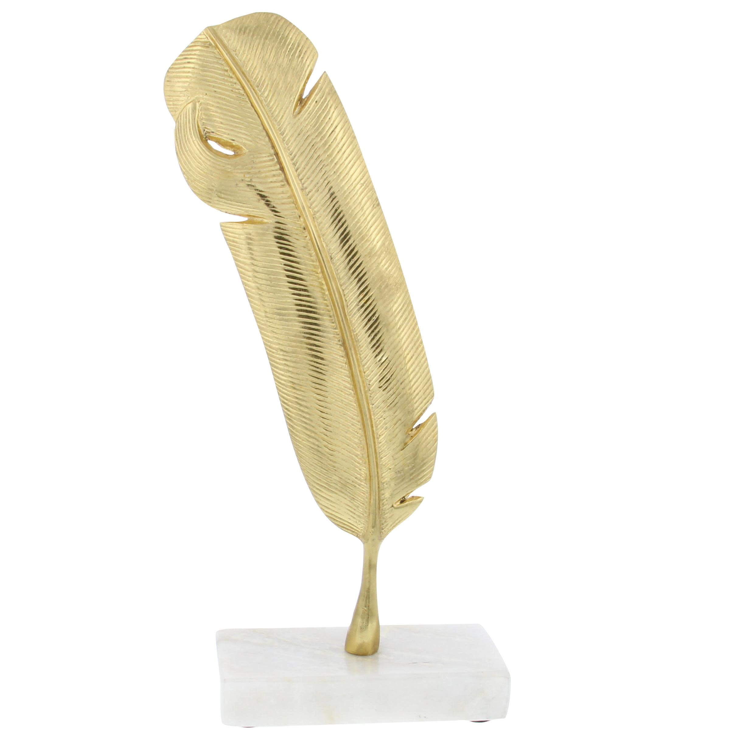 6" x 12" Gold Aluminum Metal Feather Bird Sculpture, by CosmoLiving by Cosmopolitan